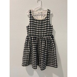 GB Girls Black White Checkered Pearl Neck Sleeveless Tweed Dress Size 10
